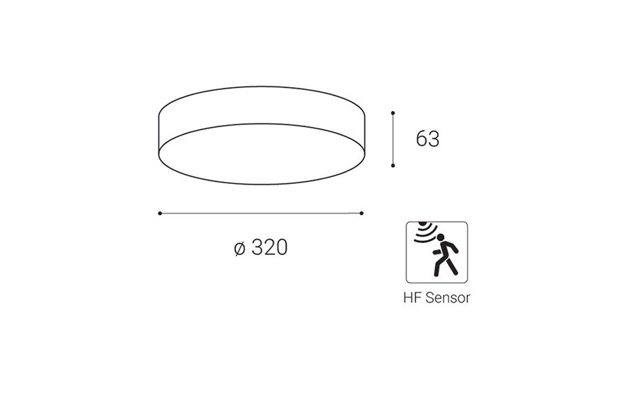 Deckenleuchte Ø32 IP65 mit Sensor anthrazit