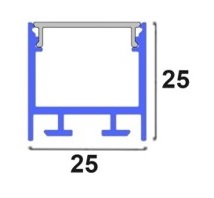 LED Profil 25x25mm inkl. Abd. opal