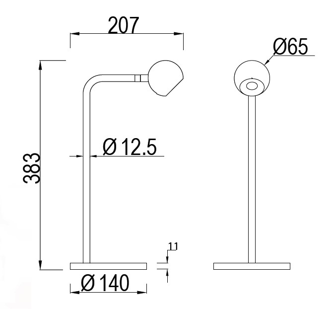 Tischleuchte LED schwarz H.38cm