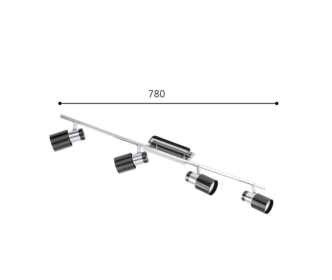 Strahler Nickel/schwarz 4xGU10