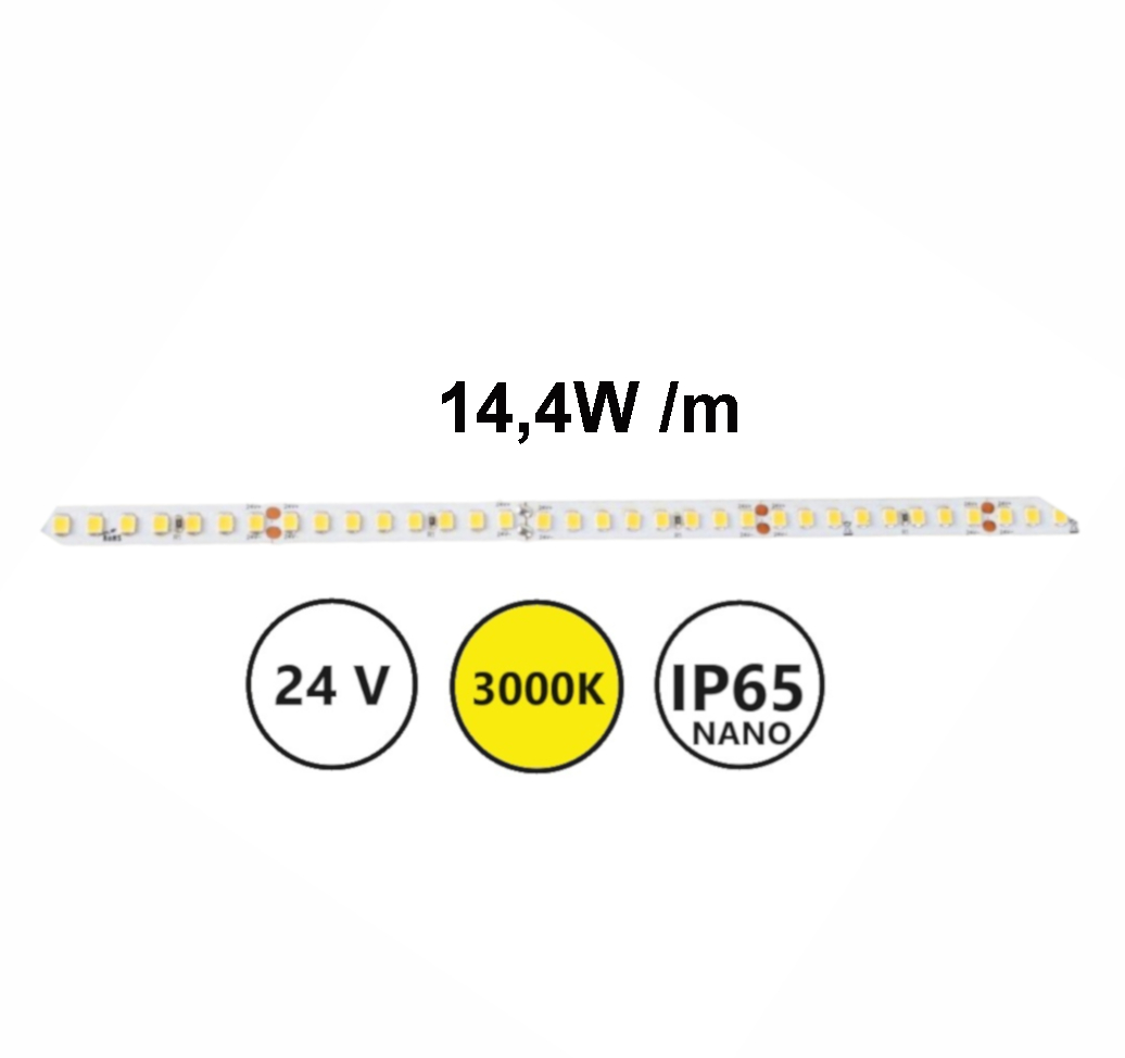 LED Streifen 14,4W 3000K IP65-NANO 24V