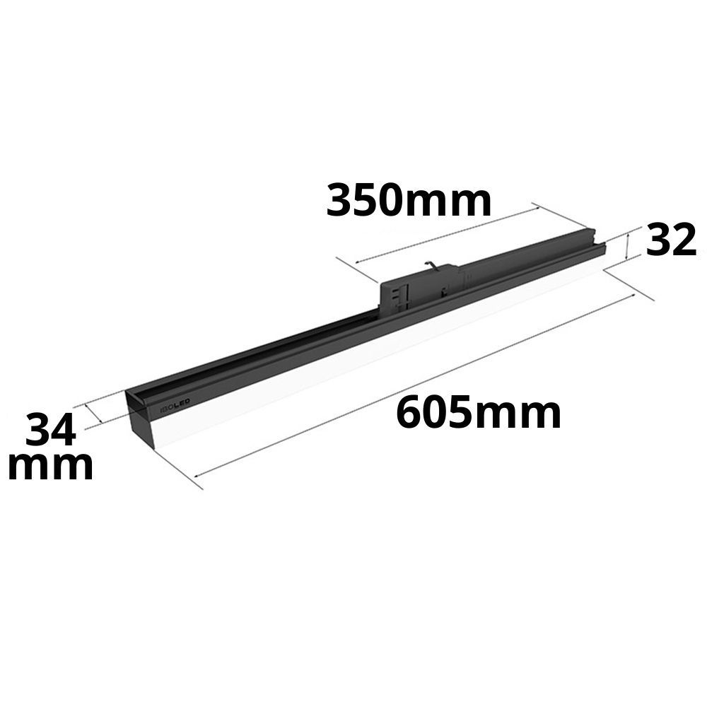 LED Linearleuchte 3PH 60cm 20W 3000K schwarz