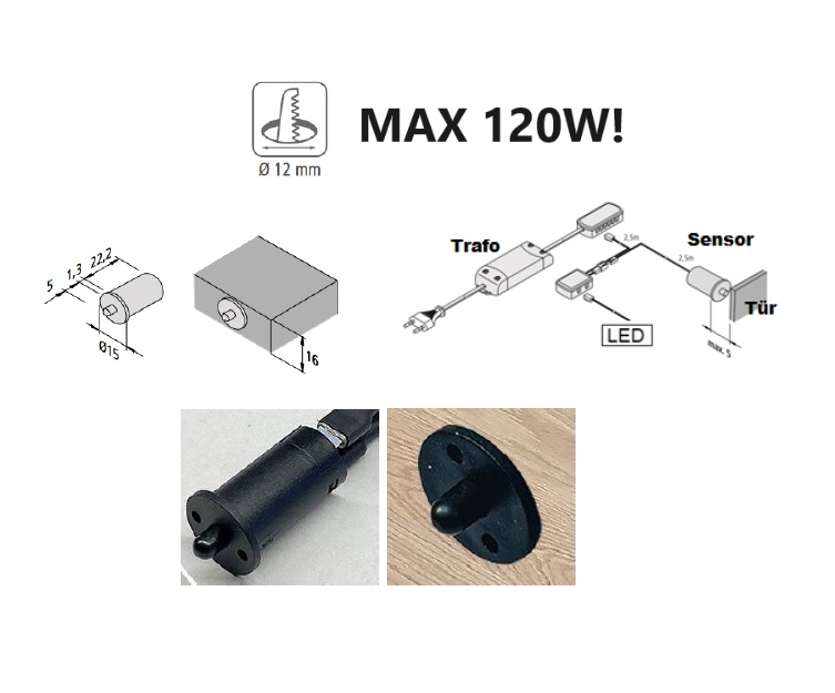 Türkontaktschalter Einbau - Stecksystem 24V