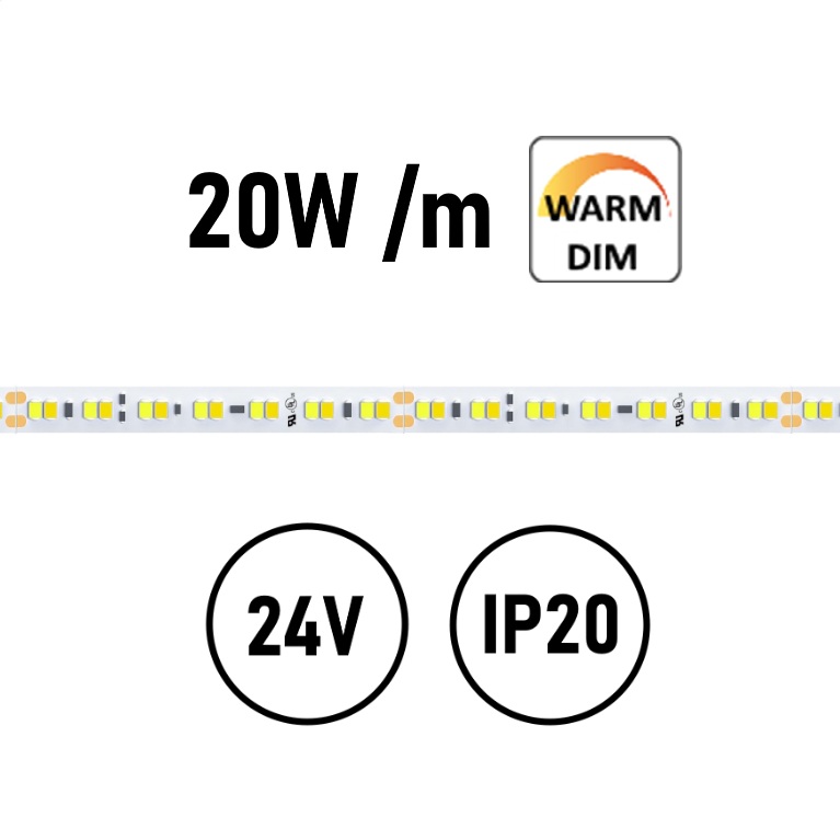 LED Streifen Dim to Warm 20W IP20 24V