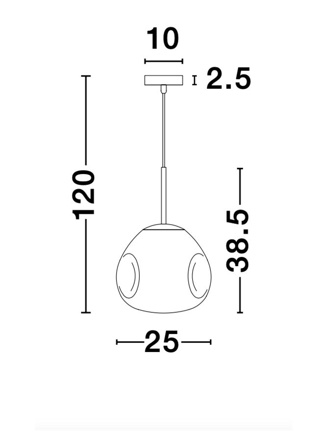 Hängeleuchte Glas Ø25 Kupfer