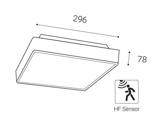 Deckenleuchte IP65 30x30 mit Sensor