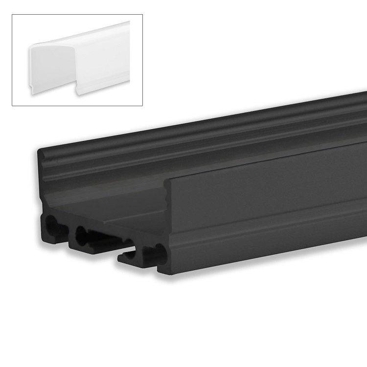 LED Profil schwarz 26,8x11,7 mit U-Abd. opal