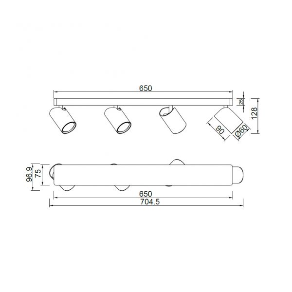 Strahler schwarz 4xGU10