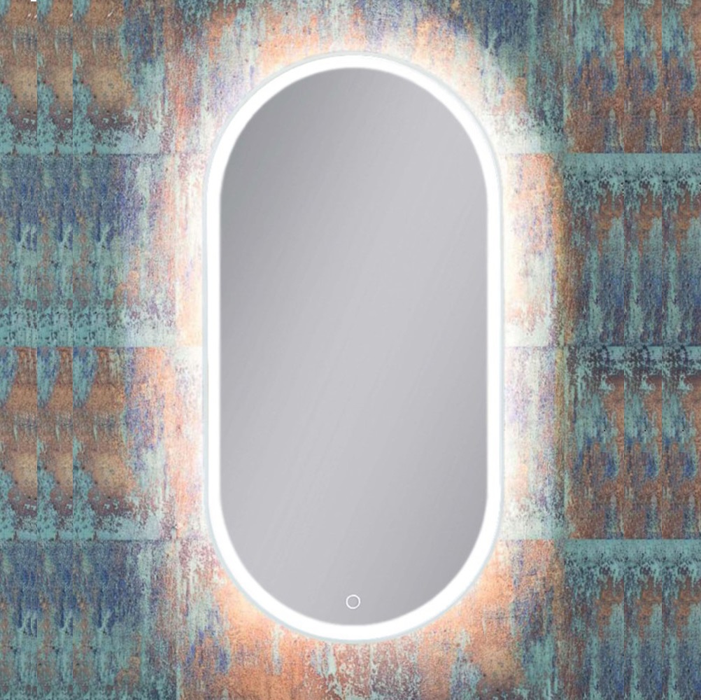 LED Spiegel oval mit Rahmen - direkt/indirekt