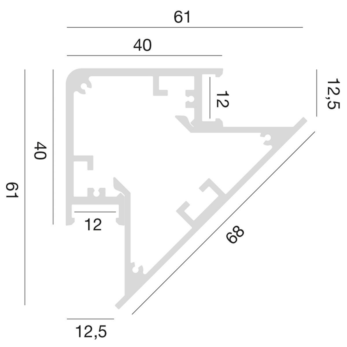 Eckprofil Blende 45° weiß