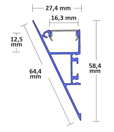 Wandprofil Schwarz 58,4x27,4mm mit Abd. opal