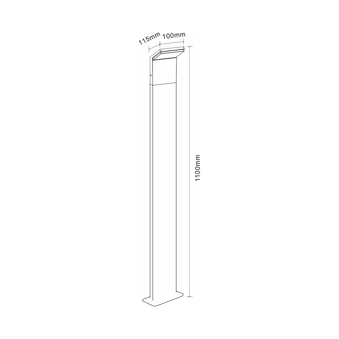 LED Pollerleuchte weiß 9W 3000K 110cm IP54