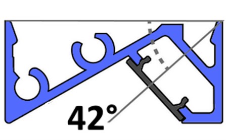 LED Profil 42° Schwarz 21x9,89mm mit Abd. opal