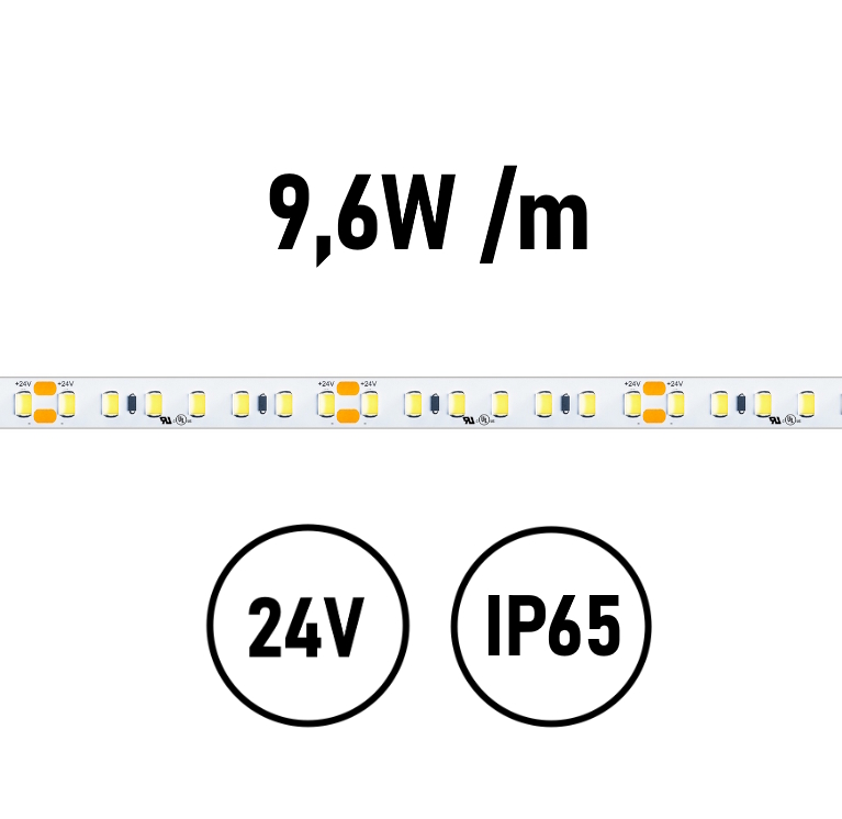 Striscia LED 9,6W 3000K IP65 24V