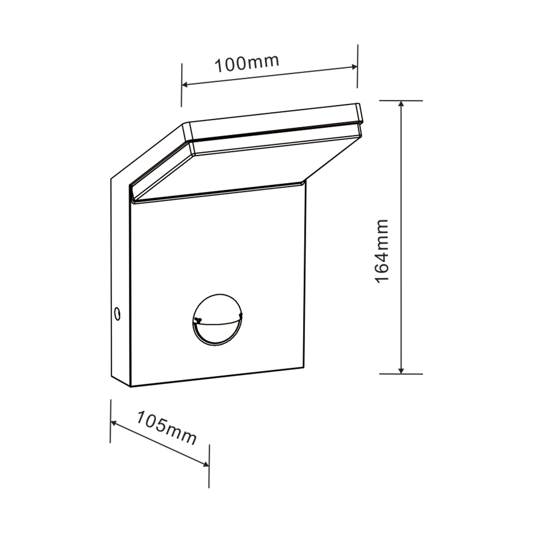 LED Wandleuchte schwarz IP54 3000K mit Sensor