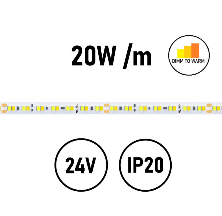 LED Streifen Dim2Warm 20W IP20 24V
