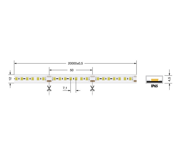 LED Streifen 14,4W IP65 48V