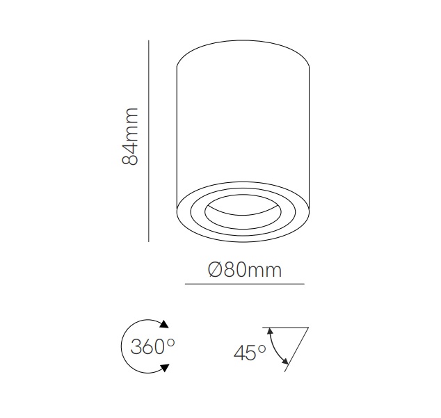 faretto da superficie GU10 bianco Ø8cm