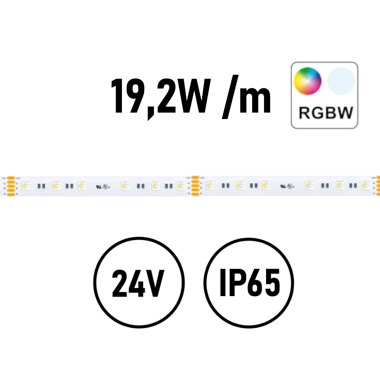 LED Streifen RGB+WW 19,2W IP64 24V