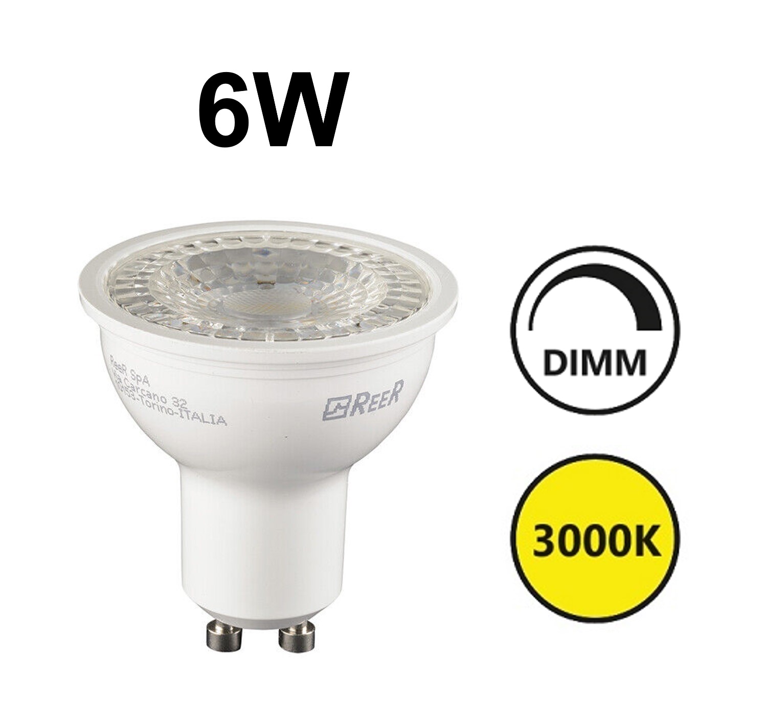 LED GU10 weiß 6W 3000K 60° dimmbar