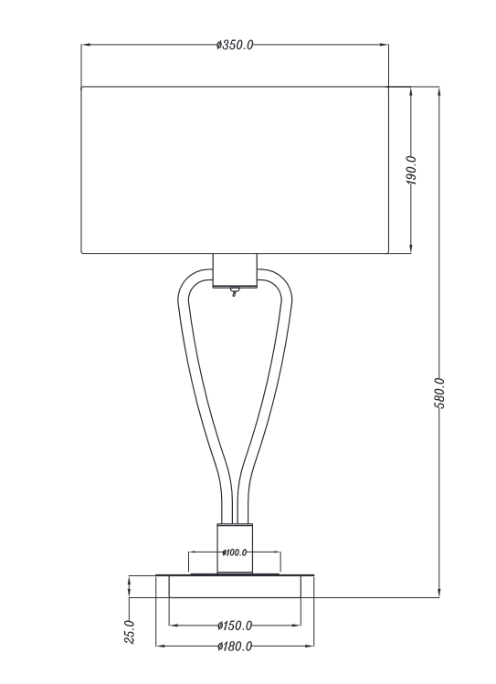 Tischleuchte Messing/Weiß H.58cm E27