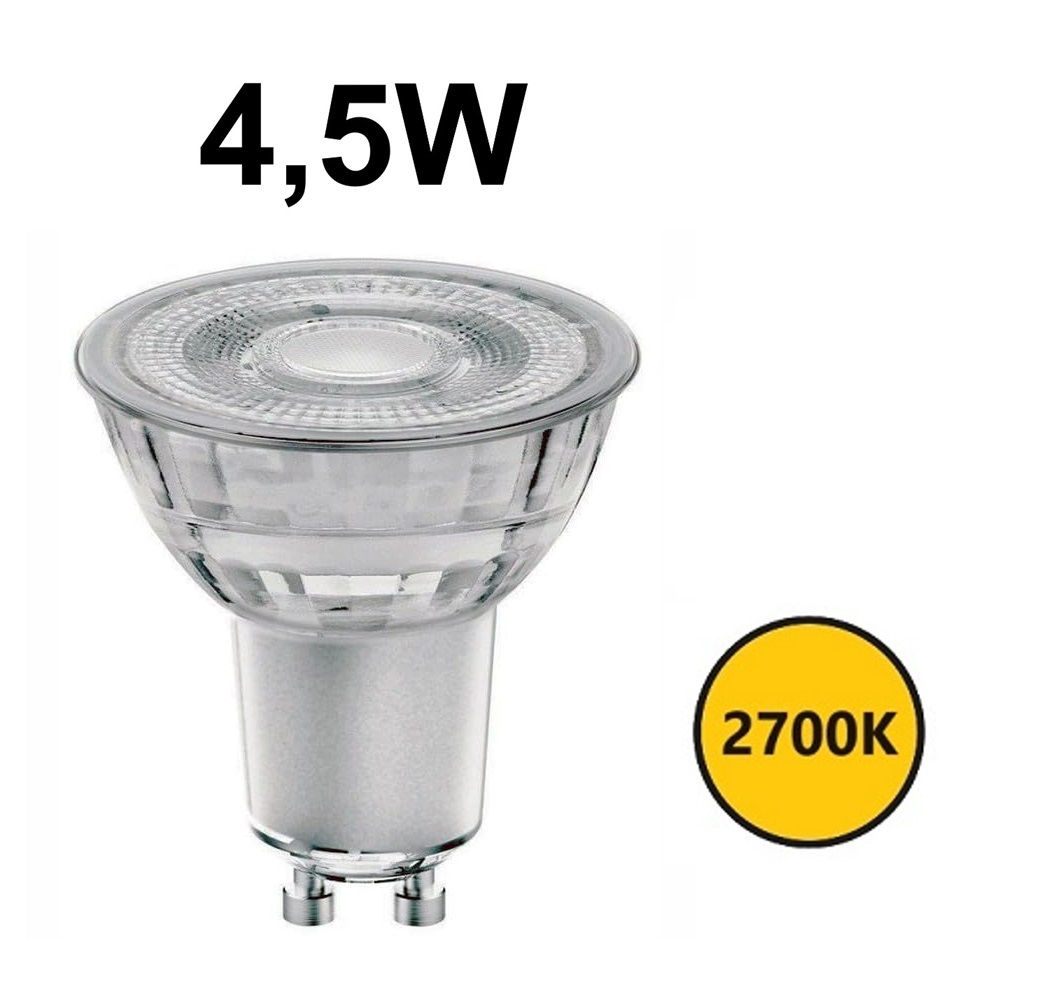 LED GU10 Osram Glas 4,3W 2700K 36°