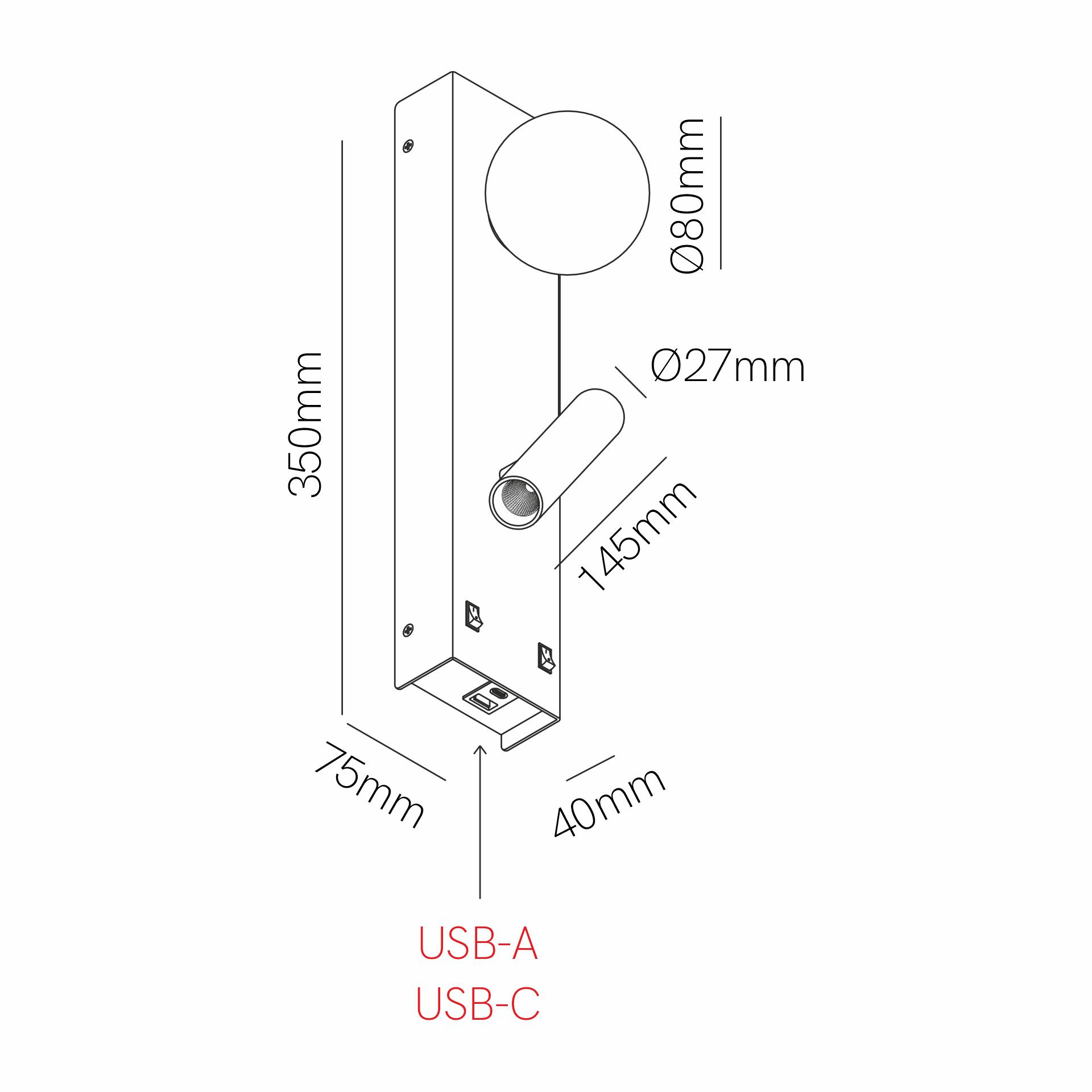 LED Leseleuchte schwarz mit USB