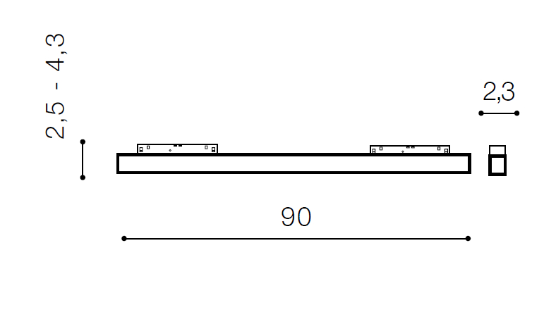 Linearleuchte 48V schwarz 90cm 3000K