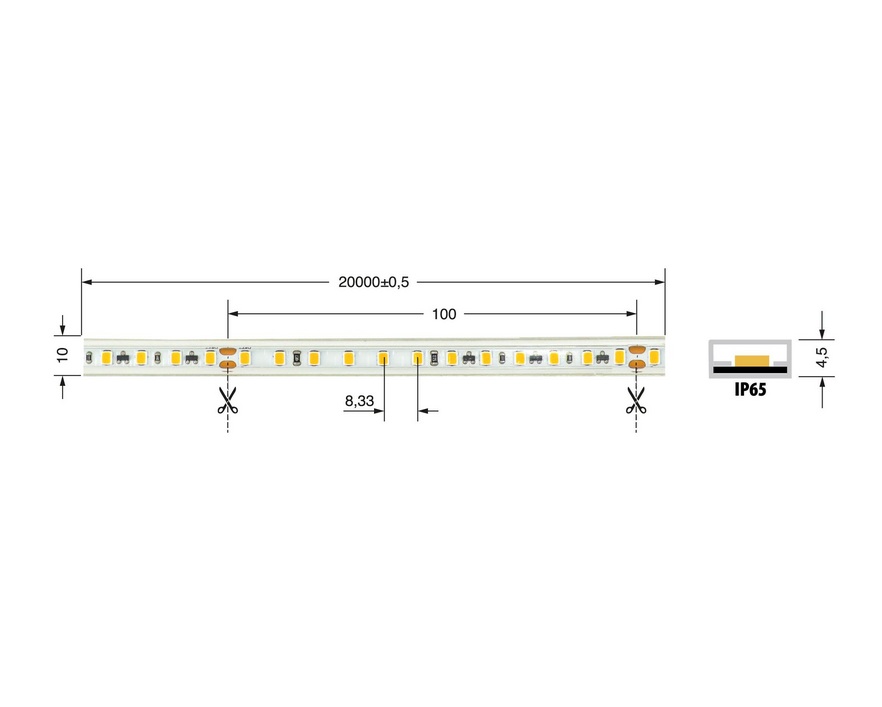 LED Streifen 8W IP65 48V