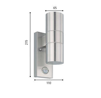 Wandleuchte mit Bewegungsmelder IP44 Stahl 2xGU10