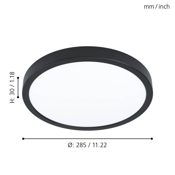 LED Deckenleuchte IP44 Ø29cm 3000K schwarz