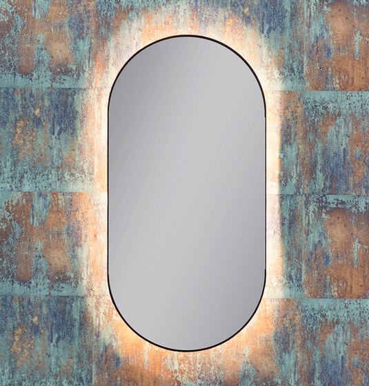 LED Spiegel oval mit Rahmen - indirekt