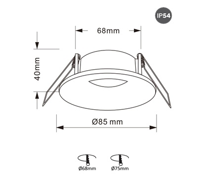 Faretto da incasso IP54 nero GU10