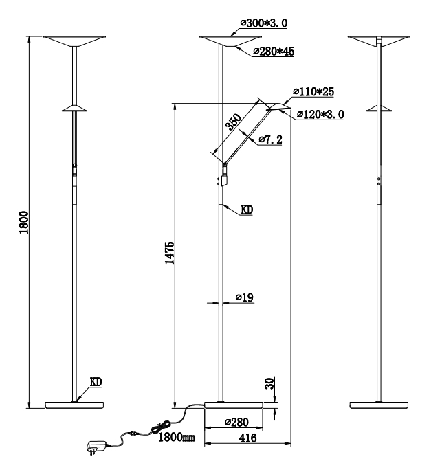 Stehleuchte LED Nickel mit Leseleuchte