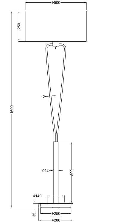 Stehleuchte Messing/Weiß Ø50cm E27