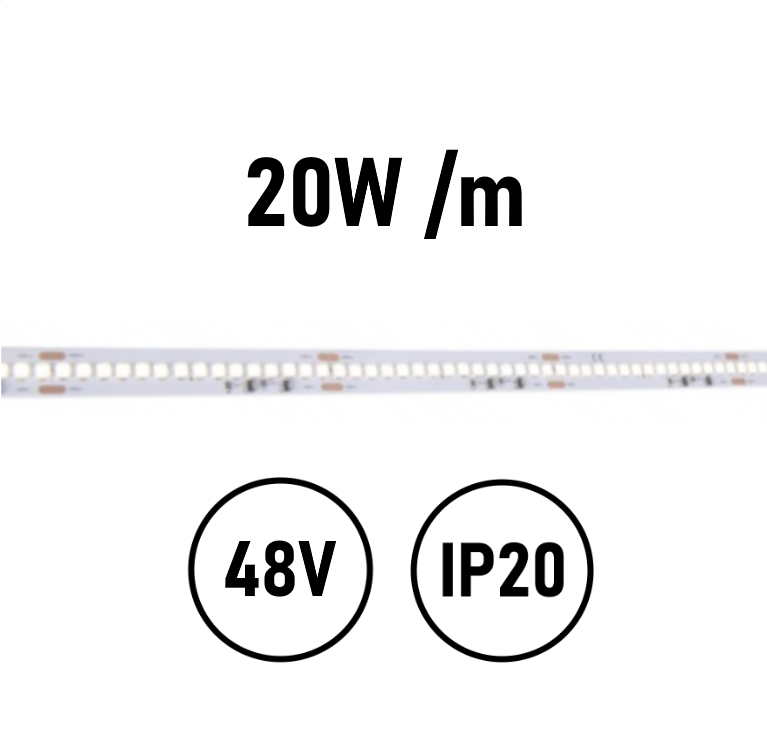 LED Streifen 20W 3000K 48V IP20