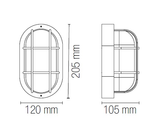 Leuchte oval schwarz IP54