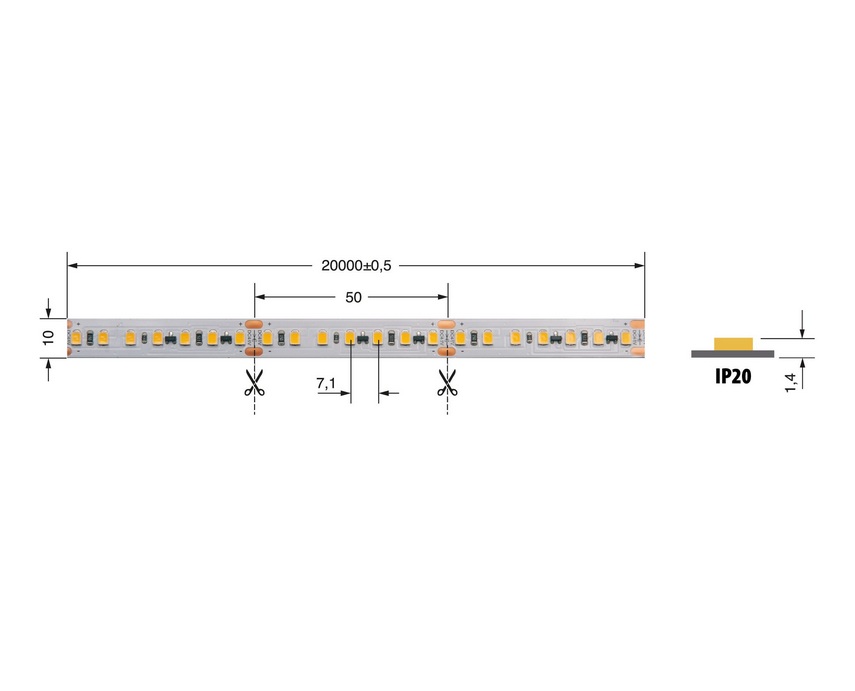 LED Streifen 14,4W IP20 48V