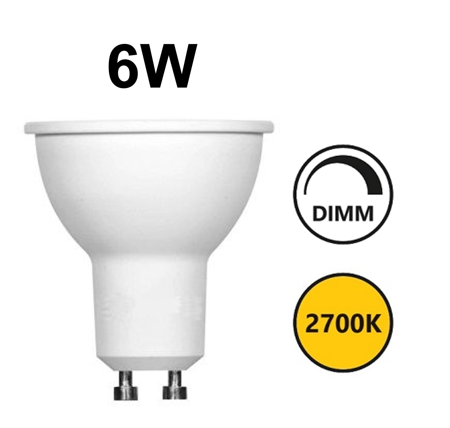 LED GU10 weiß 6W 2700K 60° dimmbar