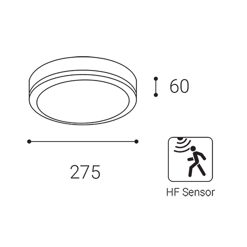 Deckenleuchte IP65 Ø27,5cm mit Sensor