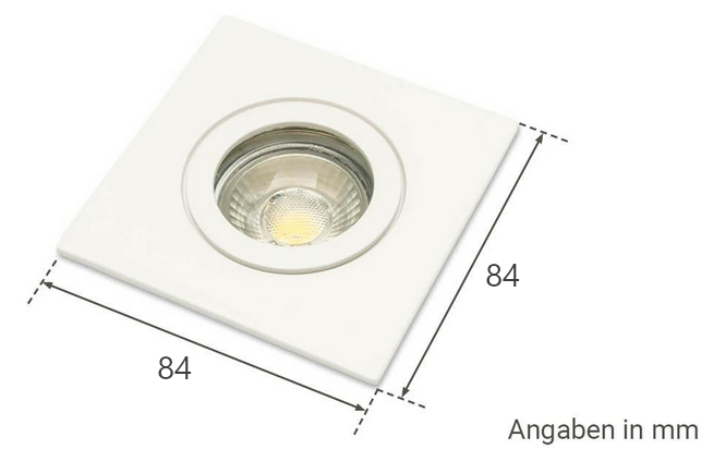 Einbaustrahler GU10 IP44 weiß 84x84