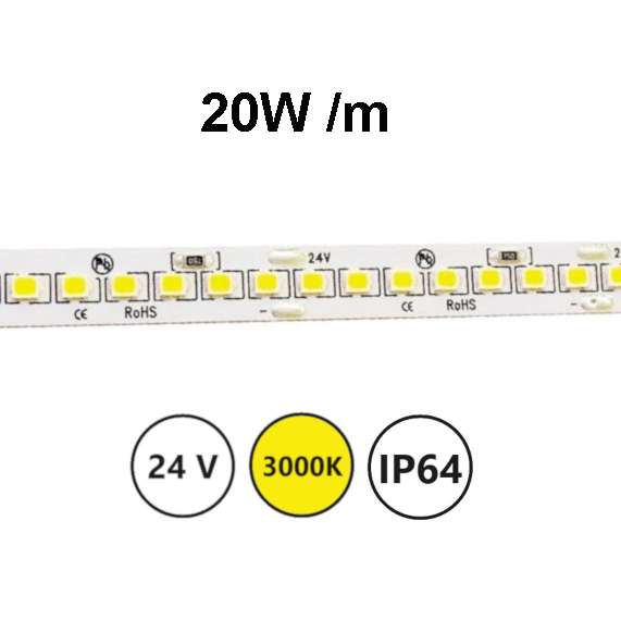 LED Streifen 20W 3000K IP64 24V