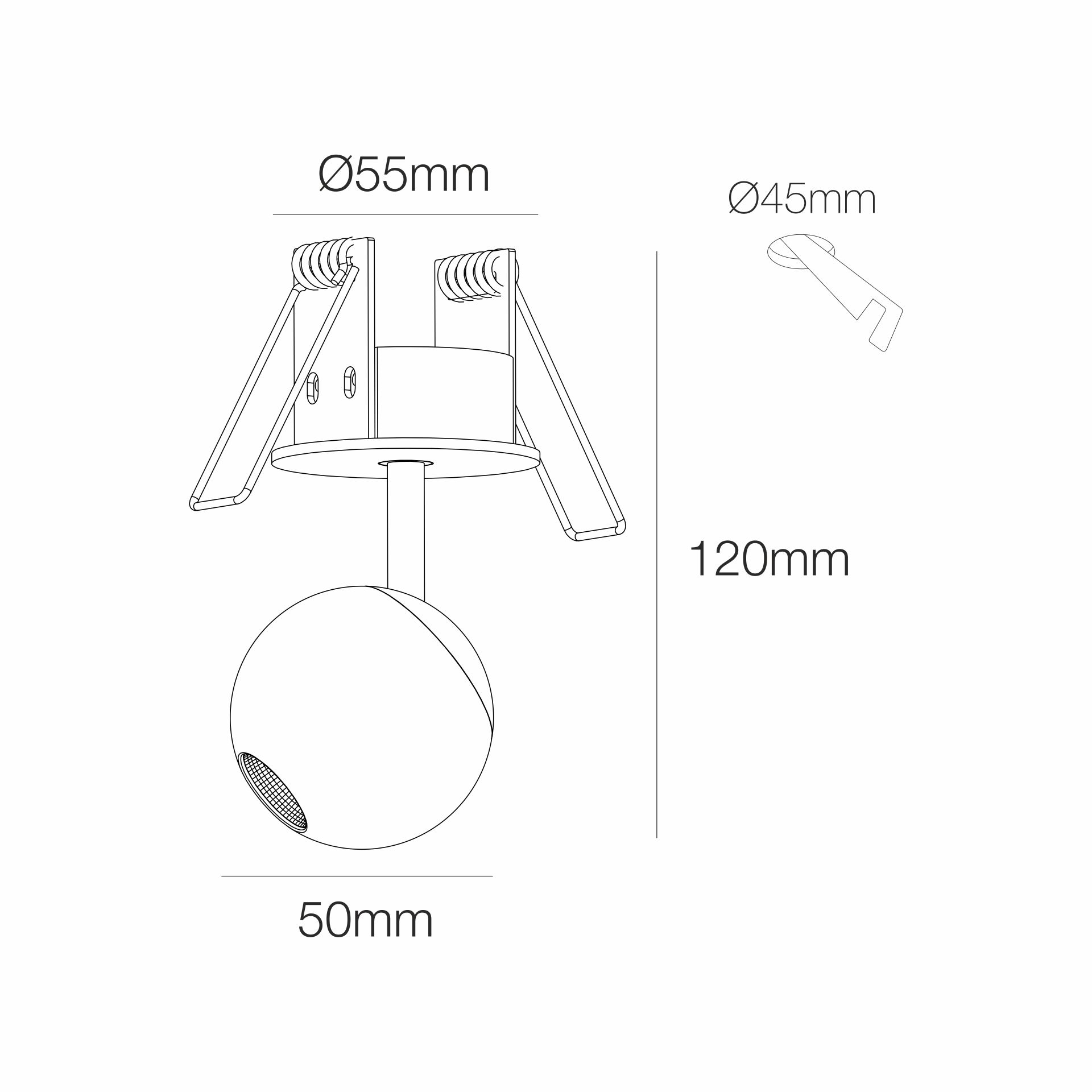 LED Einbau Kugel Ø50mm schwarz 3000K