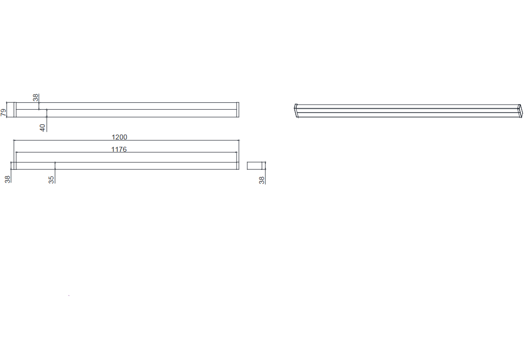 LED Spiegelleuchte 120cm 3000K schwarz 