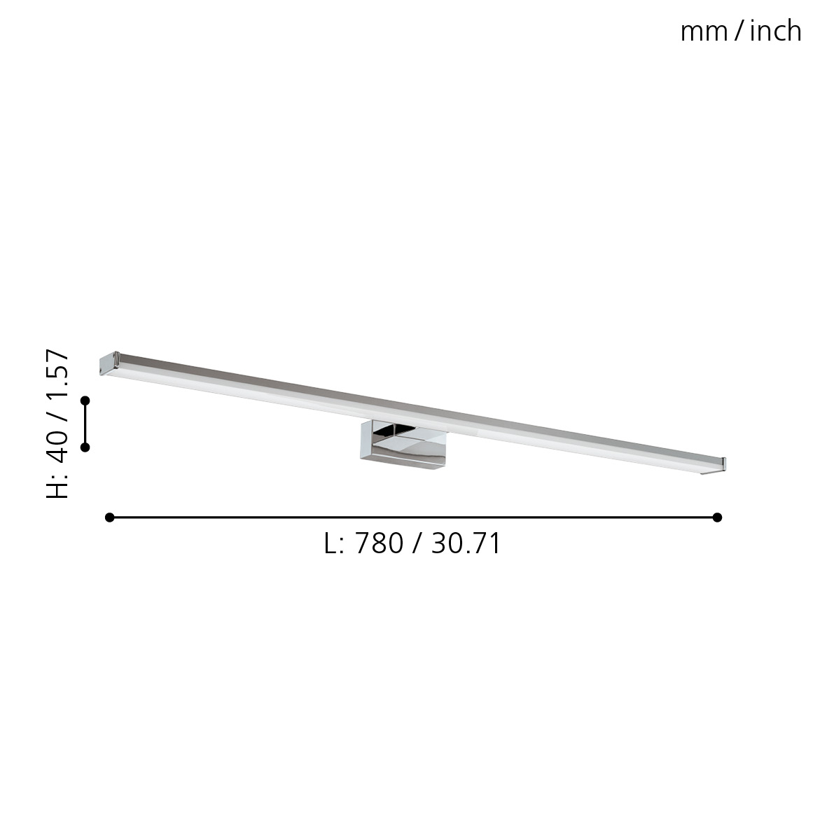 LED Spiegelleuchte chrom 78cm 4000K