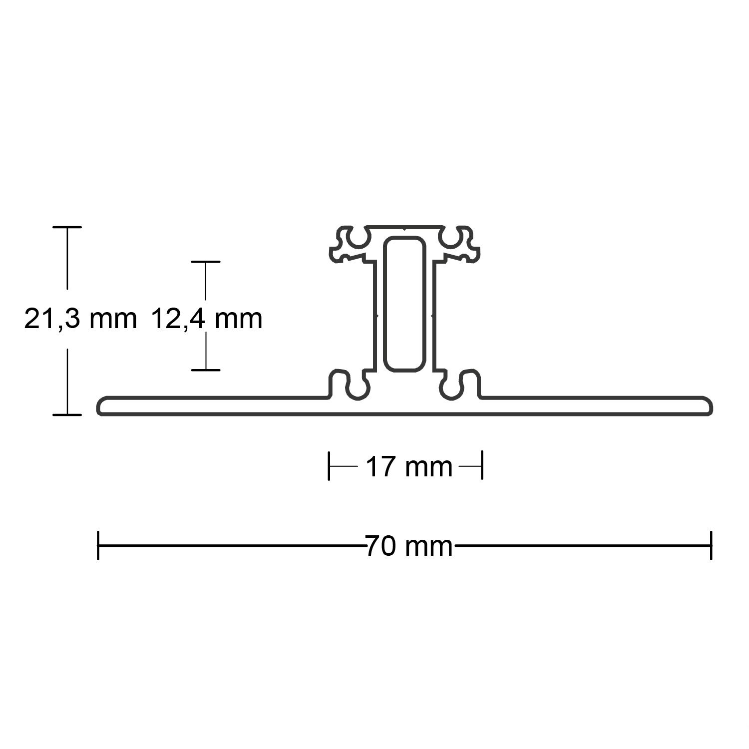 T-Profil schwarz mit 2x Abd. opal