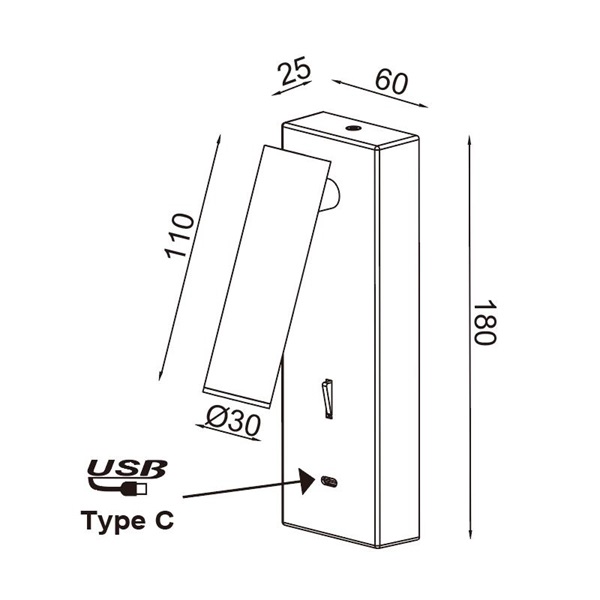 LED Leseleuchte Zylinder weiß USB-C