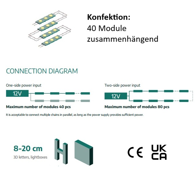 Modulo LED 12V 0,72W 4000K (40 pezzi)